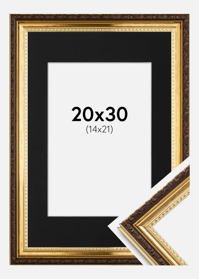Okvir Abisko Zlato 20x30 cm - Paspartu Crno 15x22 cm
