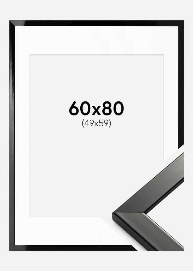 Okvir Uppsala Crna Visoki sjaj 60x80 cm - Paspartu Bijelo 50x60 cm