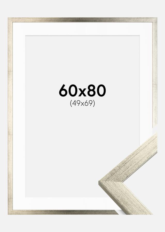 Okvir Profinjeni Srebro 60x80 cm - Paspartu Bijelo 50x70 cm