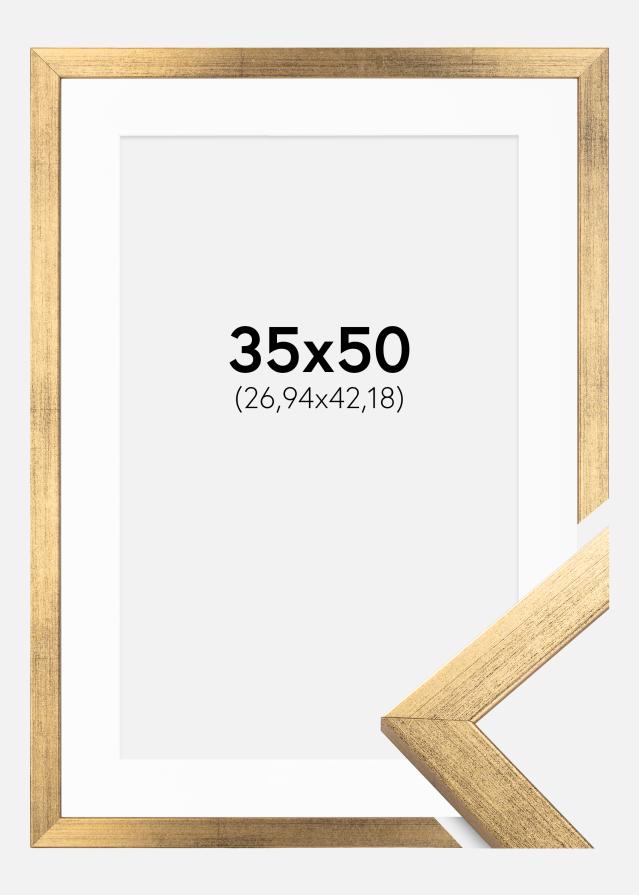 Okvir Profinjeni Zlato 35x50 cm - Paspartu Bijelo 11x17 inches