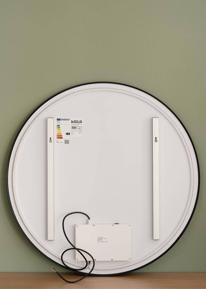 KAILA Ogledalo Circle LED Crno 80 cm Ø