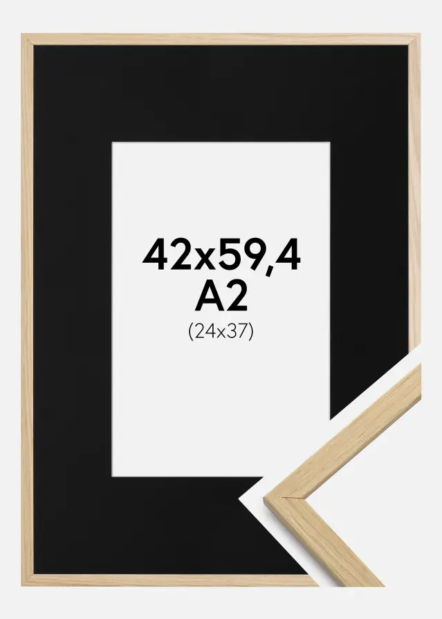 Okvir Edsbyn Hrast 42x59,4 cm (A2) - Paspartu Crno 25x38 cm