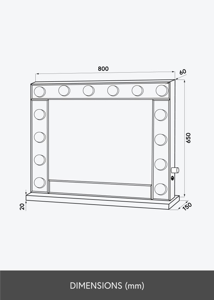 KAILA Kozmetičko ogledalo Hollywood 14 E27 Srebro 80x65 cm