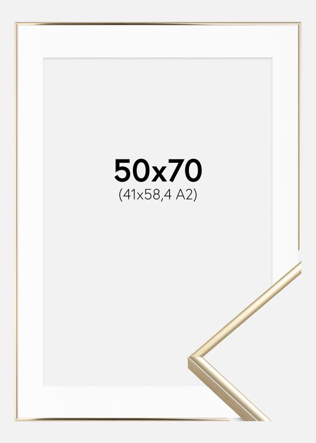 Okvir Visby Sjajna Zlatna 50x70 cm - Paspartu Bijelo 42x59,4 cm (A2)