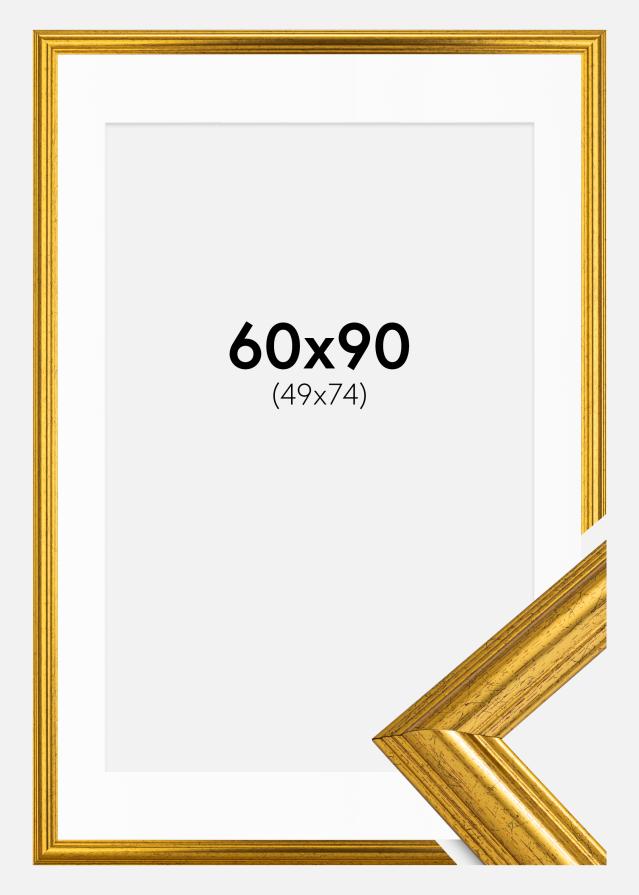 Okvir Västkusten Zlato 60x90 cm - Paspartu Bijelo 50x75 cm