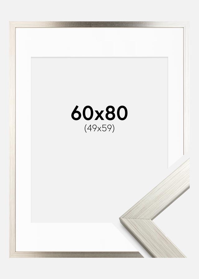 Okvir Srebro Wood 60x80 cm - Paspartu Bijelo 50x60 cm