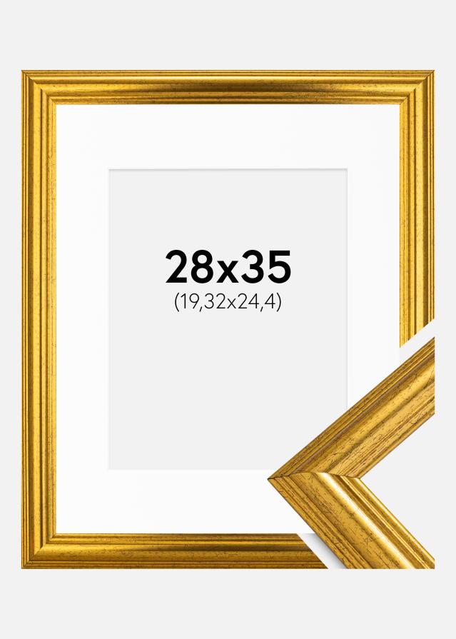 Okvir Västkusten Zlato 28x35 cm - Paspartu Bijelo 8x10 inches