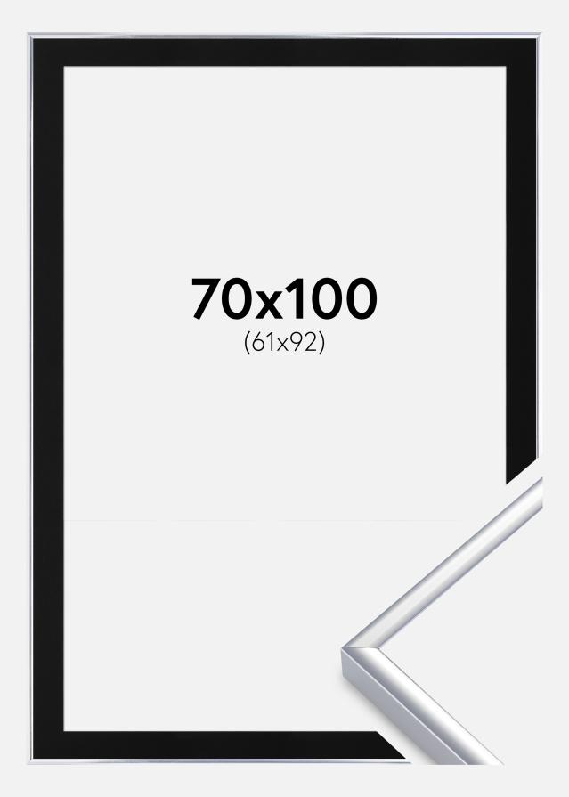 Okvir Aluminij Sjajna Siva 70x100 cm - Paspartu Crno 62x93 cm
