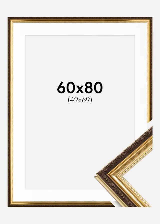 Okvir Abisko Zlato 60x80 cm - Paspartu Bijelo 50x70 cm