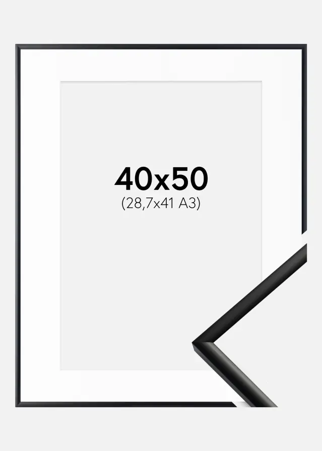 Okvir New Lifestyle Mat Crna 40x50 cm - Paspartu Bijelo 29,7x42 cm (A3)