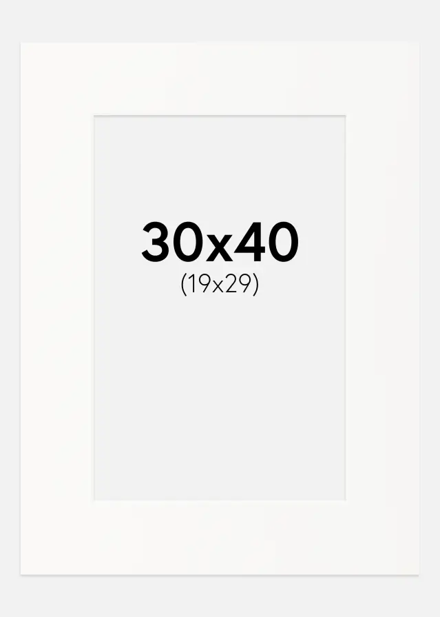 Paspartu Prljavo bijelo Bijeli unutarnji rub 30x40 cm (19x29)