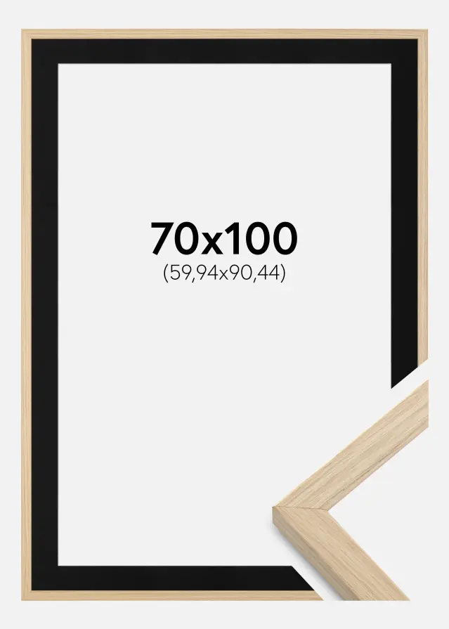 Okvir Grimsåker Hrast 70x100 cm - Paspartu Crno 24x36 inches