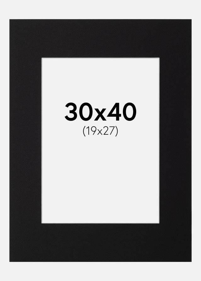 Paspartu Crno Standardni Bijeli unutarnji rub 30x40 cm (19x27)