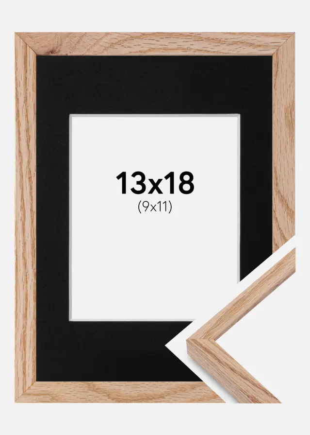 Okvir E-Line Hrast 13x18 cm - Paspartu Crno 10x12 cm