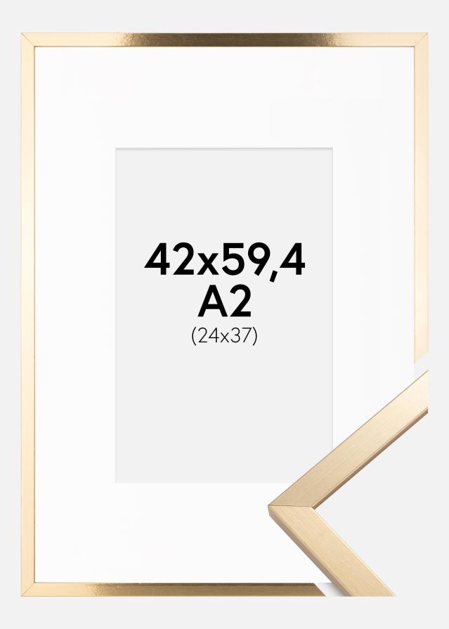 Okvir Trendy Zlato 42x59,4 cm (A2) - Paspartu Bijelo 25x38 cm