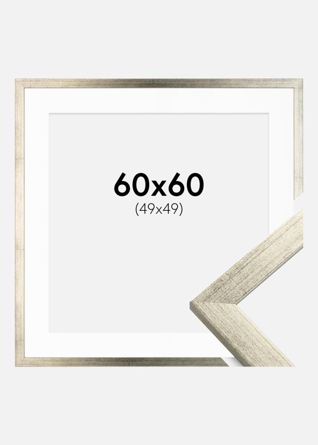 Okvir Profinjeni Srebro 60x60 cm - Paspartu Bijelo 50x50 cm