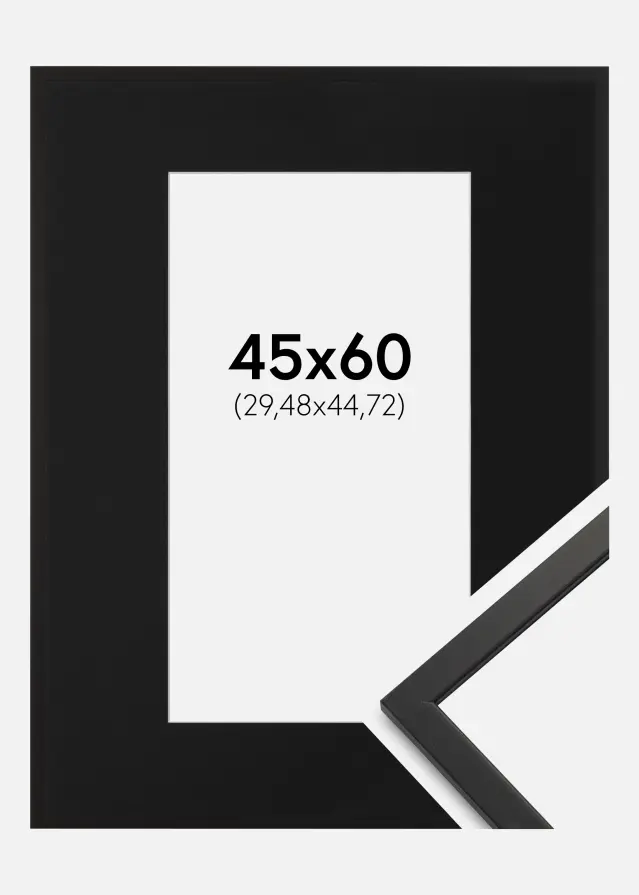 Okvir Edsbyn Crno 45x60 cm - Paspartu Crno 12x18 inches (30,48x45,72 cm)