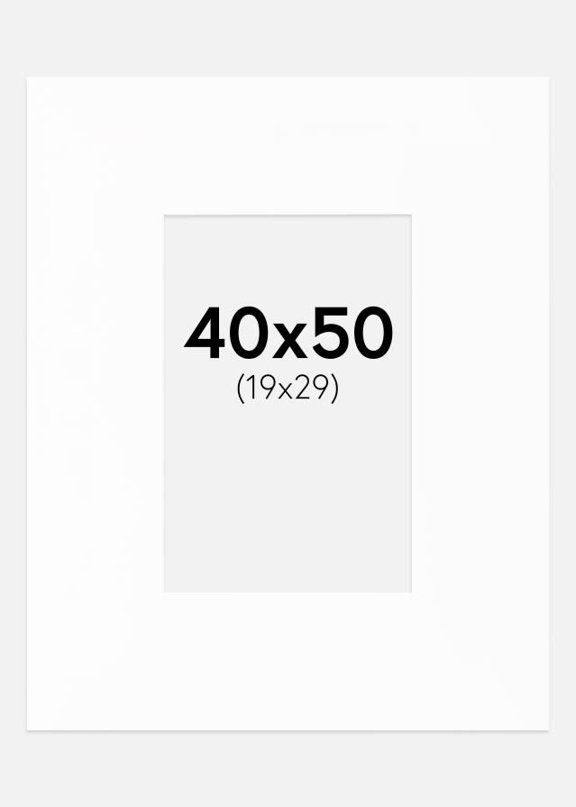 Paspartu XL Bijelo Bijeli unutarnji rub 40x50 cm (19x29)