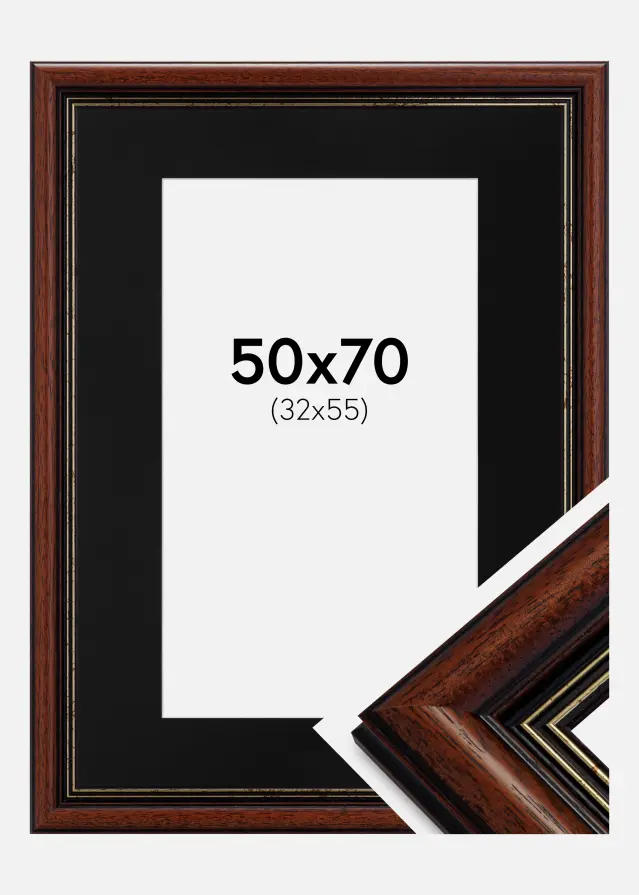 Okvir Old Retro 50x70 cm - Paspartu Crno 33x56 cm