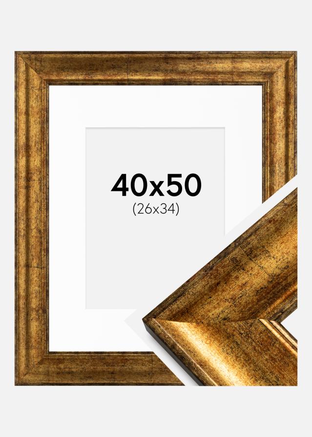 Okvir Saltsjöbaden Zlato 40x50 cm - Paspartu Bijelo 27x35 cm