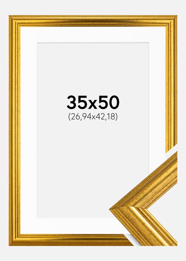 Okvir Västkusten Zlato 35x50 cm - Paspartu Bijelo 11x17 inches