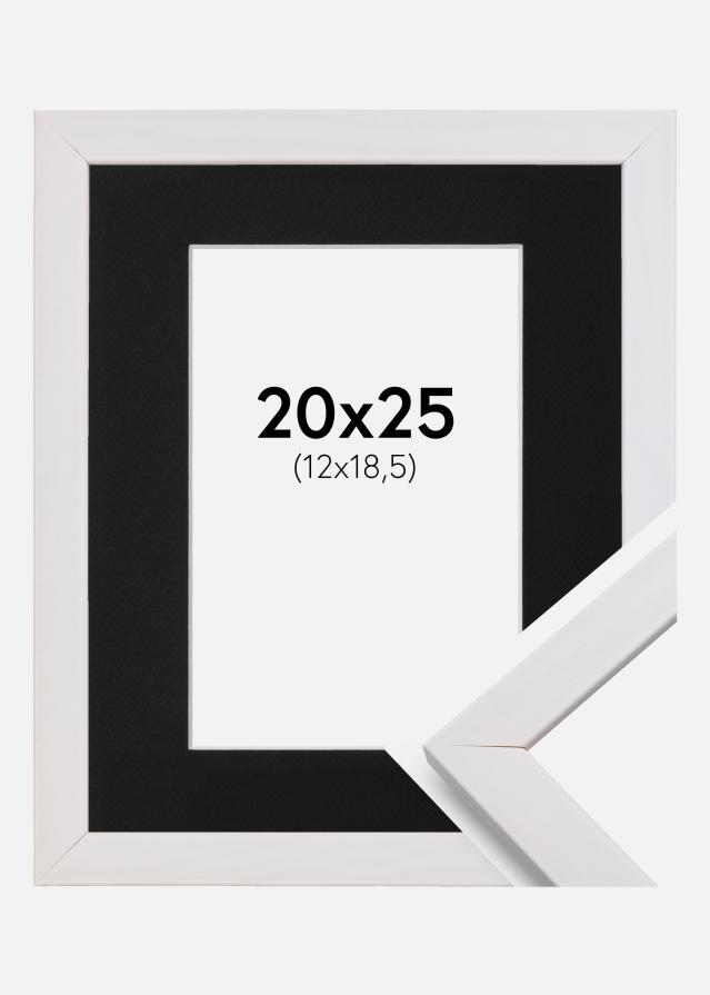 Okvir Profinjeni Bijelo 20x25 cm - Paspartu Crno 13x19,5 cm
