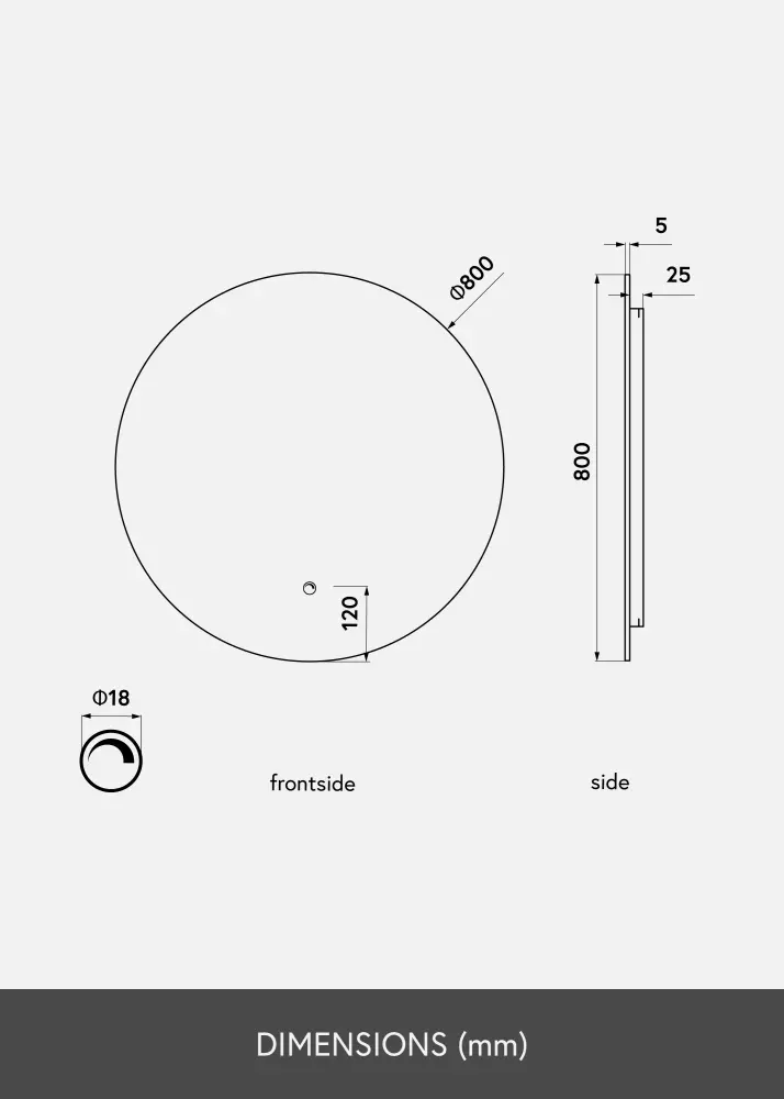 KAILA Ogledalo LED 80 cm Ø