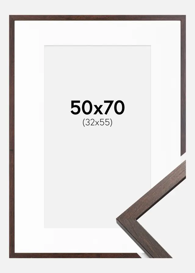 Okvir Trendy Orah 50x70 cm - Paspartu Bijelo 33x56 cm