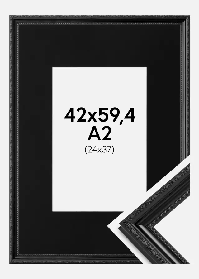 Okvir Abisko Crno 42x59,4 cm (A2) - Paspartu Crno 25x38 cm