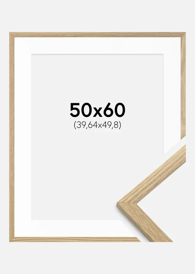 Okvir Trendy Hrast 50x60 cm - Paspartu Bijelo 16x20 inches