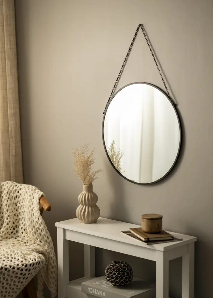 Okruglo Ogledalo Modern Crno 50 cm Ø