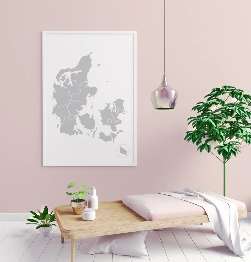 Karta - Danmark - Siva Plakat