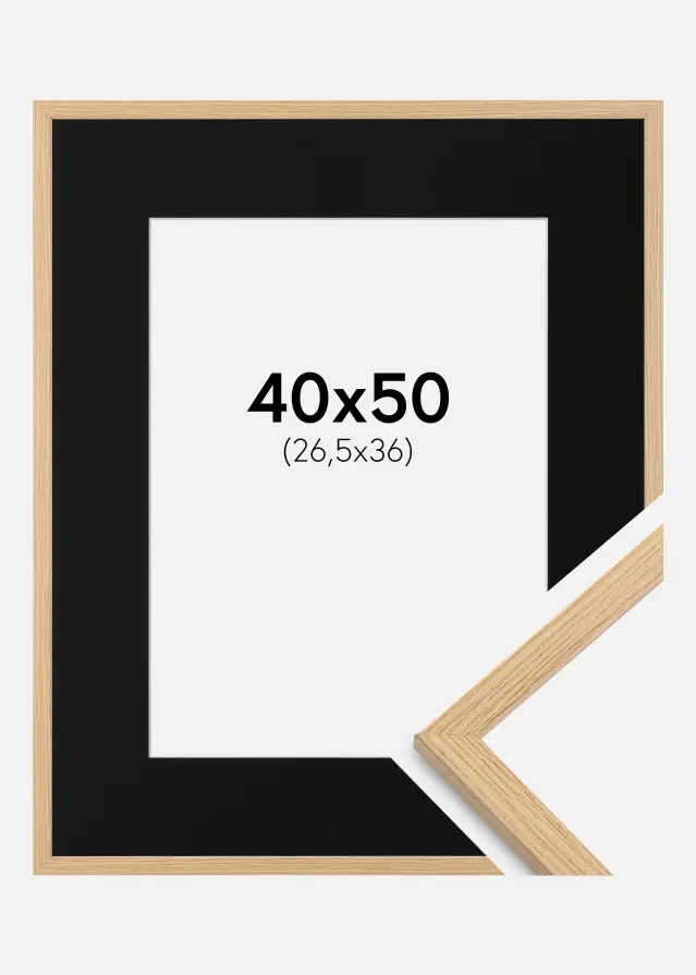 Okvir Galant Hrast 40x50 cm - Paspartu Crno 27,5x37 cm