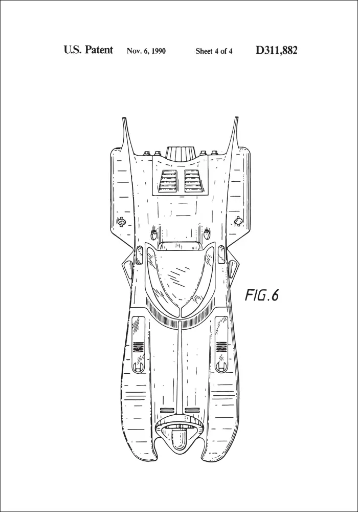 Patentni crtež - Batman - Batmobile 1990 IIII Plakat