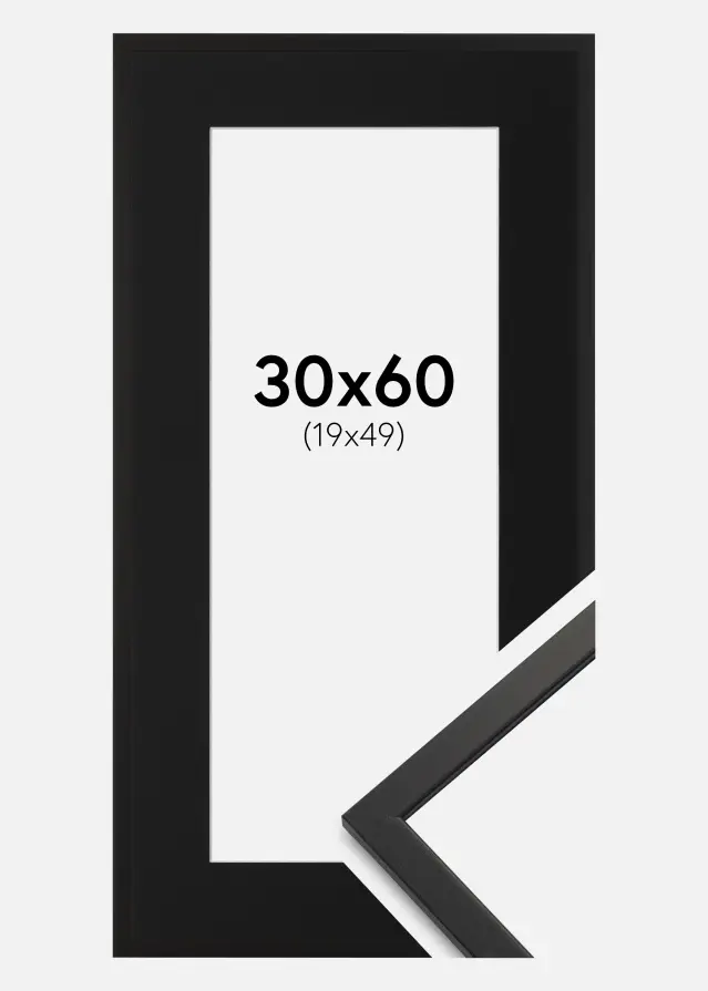 Okvir Edsbyn Crno 30x60 cm - Paspartu Crno 20x50 cm