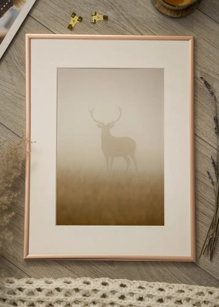 Okvir Scandi Ružičastao zlatna 70x100 cm - Paspartu Bijelo 59,4x84 cm (A1)