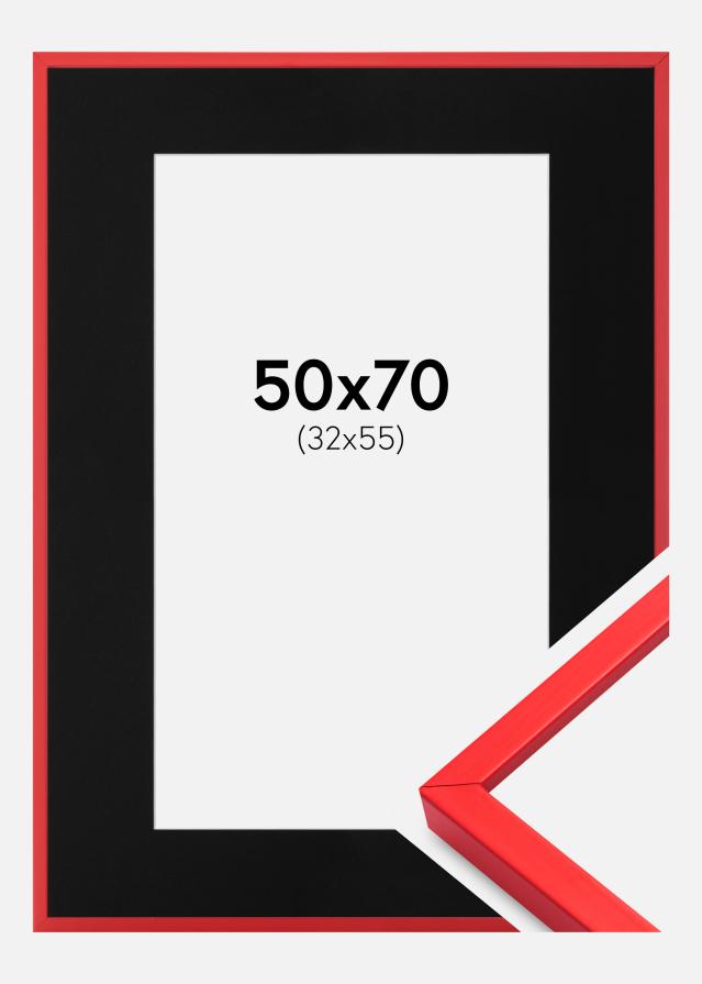 Okvir E-Line Crvena 50x70 cm - Paspartu Crno 33x56 cm