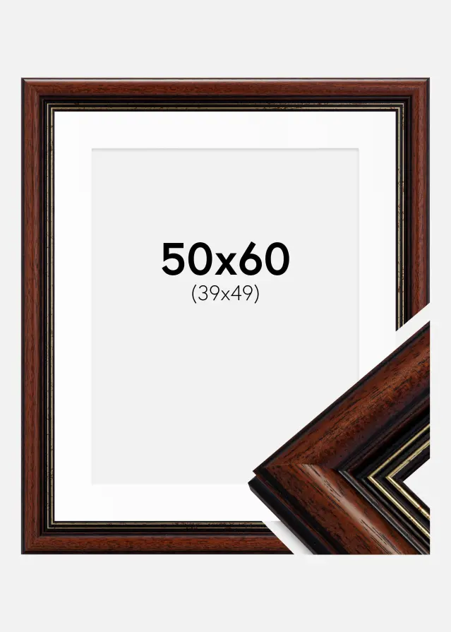 Okvir Old Retro 50x60 cm - Paspartu Bijelo 40x50 cm