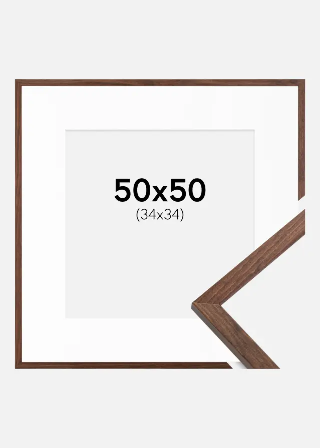 Okvir Galant Orah 50x50 cm - Paspartu Bijelo 35x35 cm