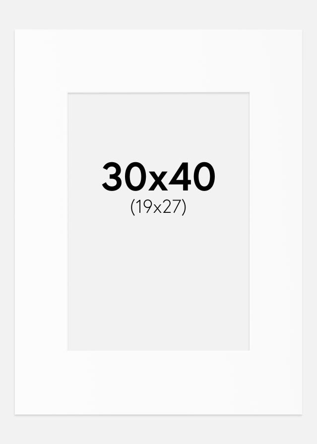 Paspartu Bijelo Standardni Bijeli unutarnji rub 30x40 cm (19x27)