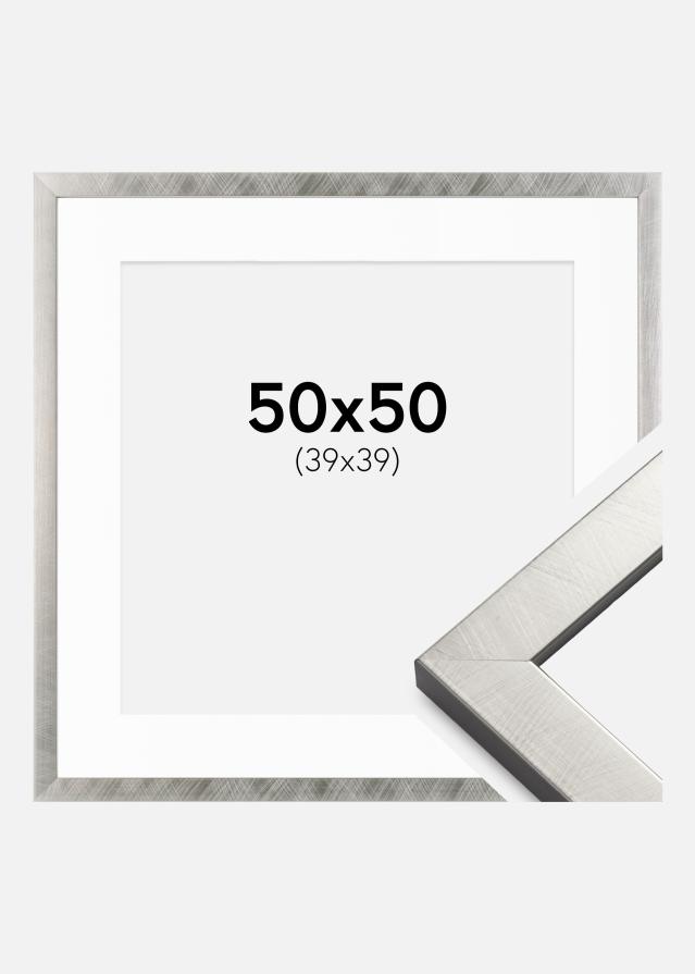 Okvir Uppsala Srebro 50x50 cm - Paspartu Bijelo 40x40 cm