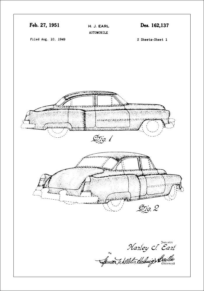 Patentni crtež - Cadillac u Plakat