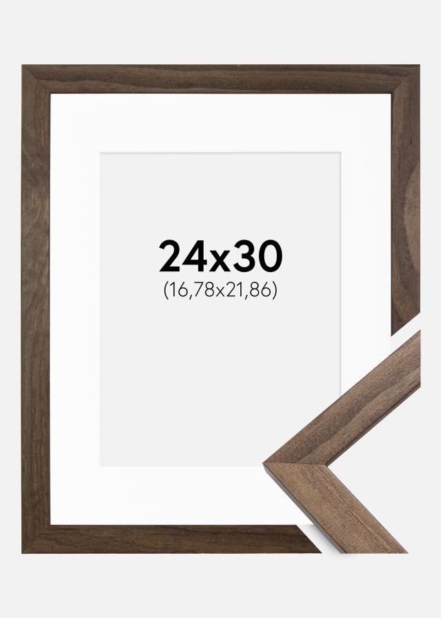 Okvir Profinjeni Orah 24x30 cm - Paspartu Bijelo 7x9 inches