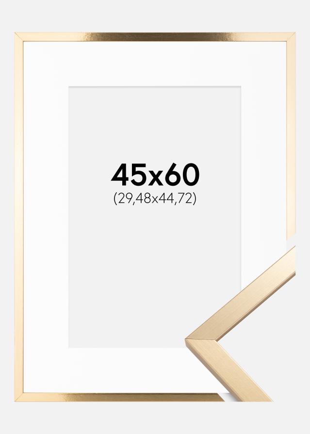 Okvir Trendy Zlato 45x60 cm - Paspartu Bijelo 12x18 inches