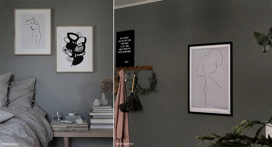 Svijetli, grafički posteri na tamnim zidovima