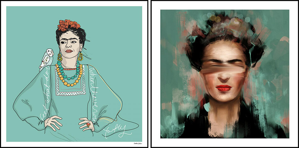 Dva Frida Kahlo plakata u zelenim bojama